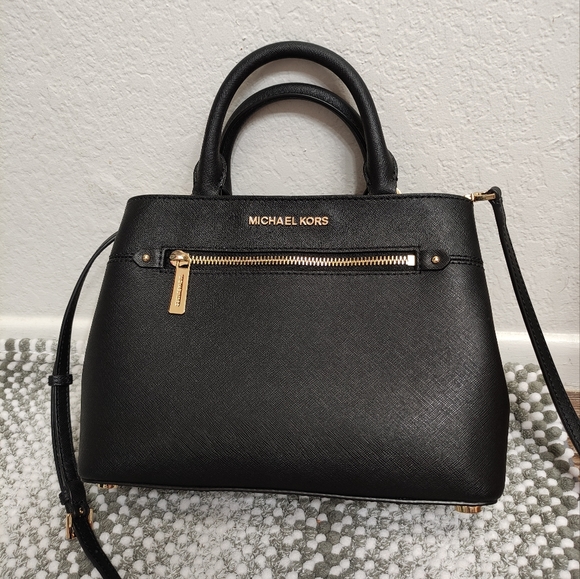 Michael Kors Handbags - Michael Kors Hailee Saffiano Leather Black Small Satchel 38F9XX2S1L